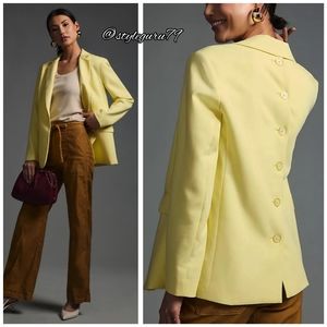 NWT, Anthropologie, Maeve Button-Back Blazer in Yellow